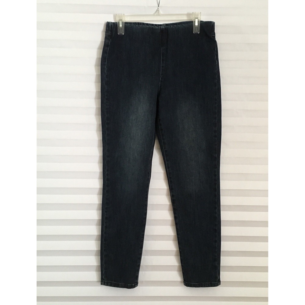 Soft Surroundings Pull On Skinny Pants Size M Blue Jean Elastic Waist Band